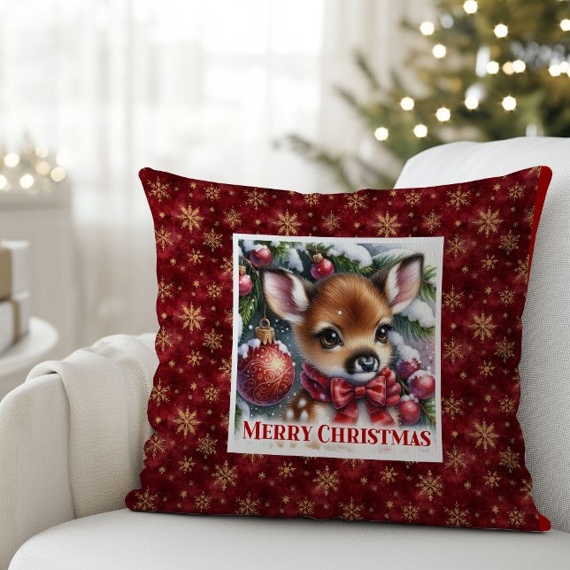 Almofada Classic Baby Fawn Winter Scene Kids Room Decor  (Classic Baby Fawn Winter Scene Kids Room Decor Christmas Pillow

)