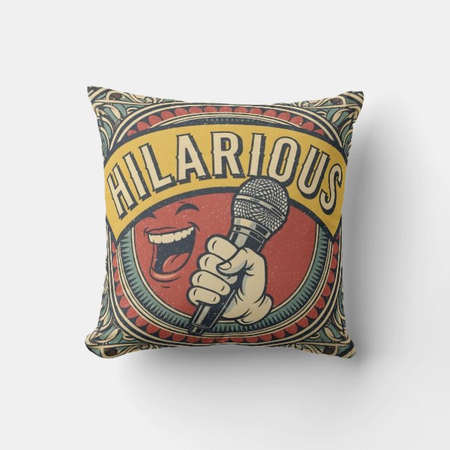 Almofada Classic Hilarious Mic Throw Pillow (Frente)