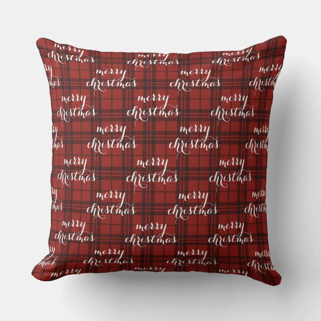 Almofada Classic Plaid Merry Christmas Festive -  (Frente)