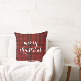 Almofada Classic Plaid Merry Christmas Festive -