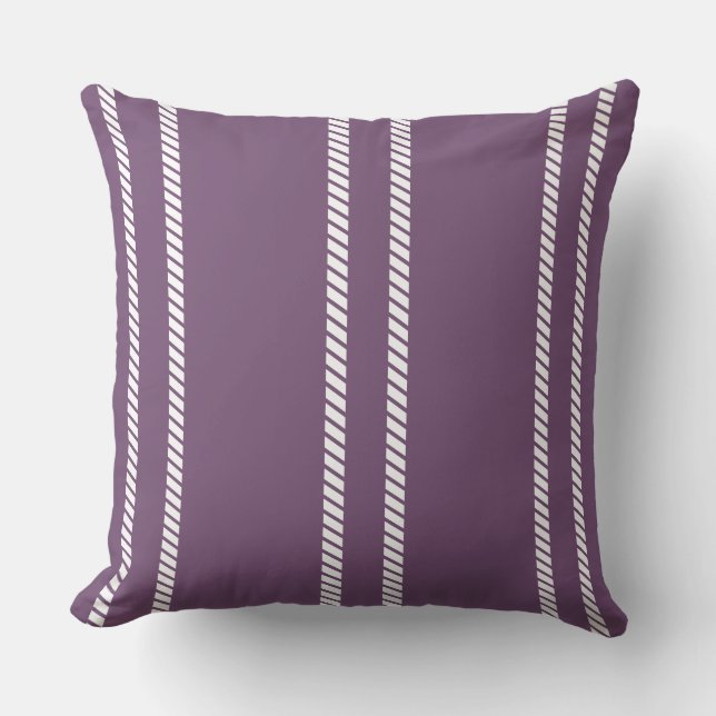 Almofada Classic Purple Plum with Stripes Throw Pillow (Frente)