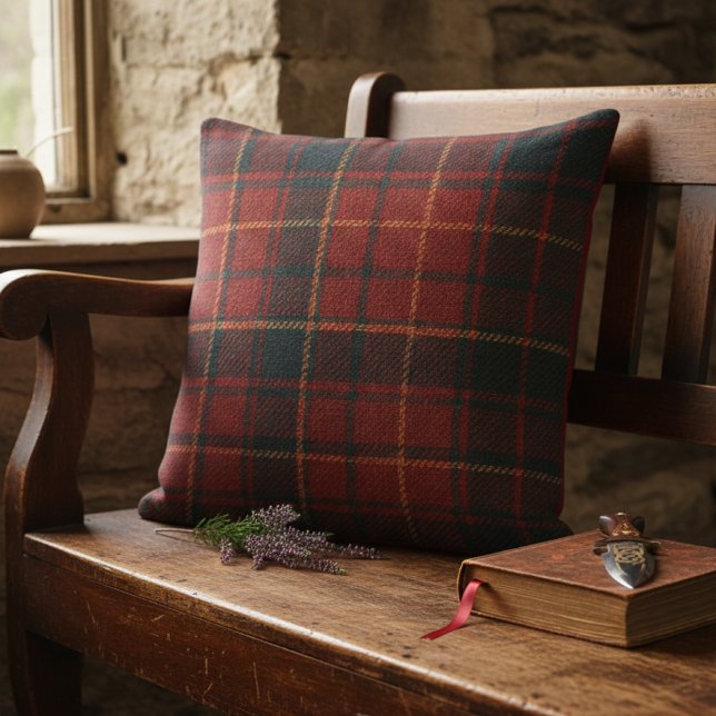 Almofada Classic Red Tartan Plaid - Cozy Rustic Charm (Criador carregado)
