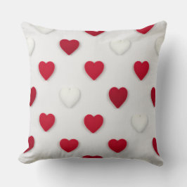 Almofada Classic Red & White Heart Pattern Cotton