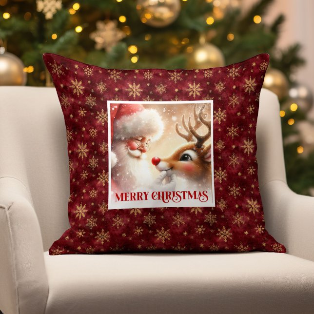 Almofada Classic Santa and Rudolph Festive Holiday Pillow  (Classic Santa and Rudolph Festive Holiday Pillow Gift

)
