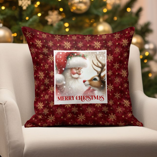 Almofada Classic Santa Rudolph Holiday Pillow Christmas  (Classic Santa Rudolph Holiday Pillow Christmas Decor

)