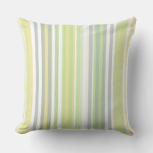 Classic Stripes Celery, Lemon, Grey Throw Pillow
