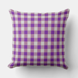 Almofada Clássica com Padrão Xadrez Roxo Gingham