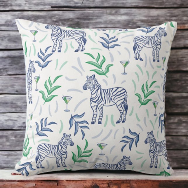 Almofada Clássicas Zebras Préppy e Branca de Martinis  (Criador carregado)