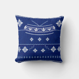 Almofada Clássico Cobalto Azul e Branco Floco de Neve Nórdi