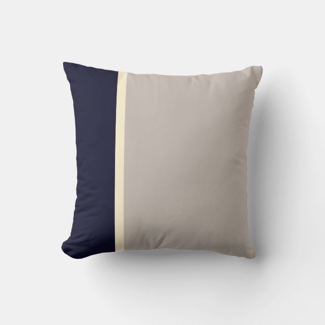 Almofada Clássico Elegante Cinza Azul Marinho Listras Elega (Frente)