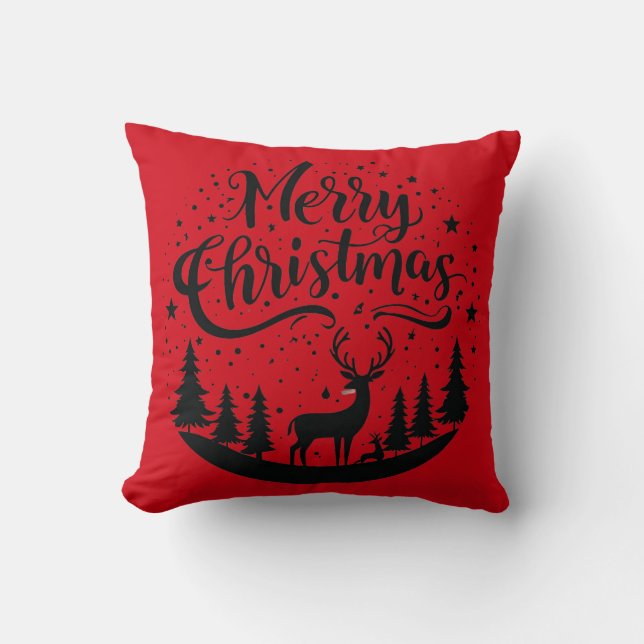 Almofada Clássico, Feliz Vestido de Natal e Design de Árvor (Frente)