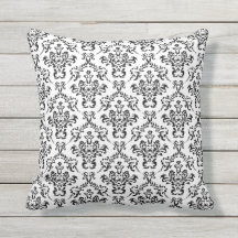 Clássico leve Preto e Branco Damask Outdoor