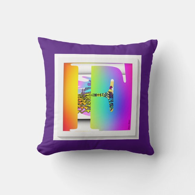 ALMOFADA CLÁSSICO MONOGRAMA FLORAL INICIAL F (Frente)