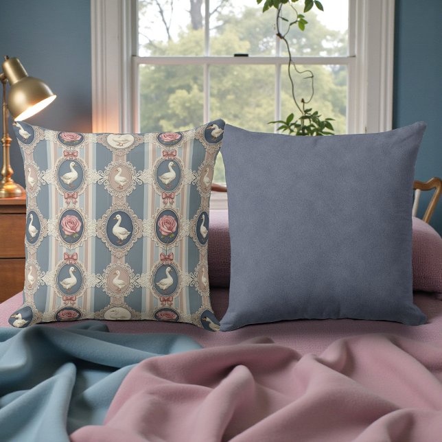 Almofada Clássico Shabby Chic Gansos Ganso Dupla Face (Criador carregado)
