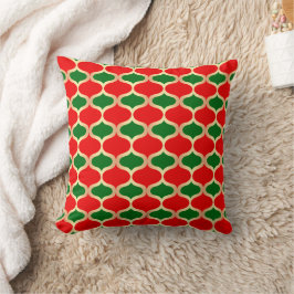 Almofada Clássico Verde Vermelho e Padrão de Ogee Dourado F