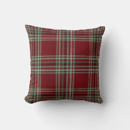 Almofada Classy Vintage Red Green Textured Tartan Plaid 