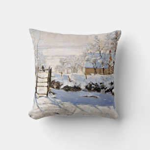 Almofada Claude Monet, A Magpie, famosa pintura,