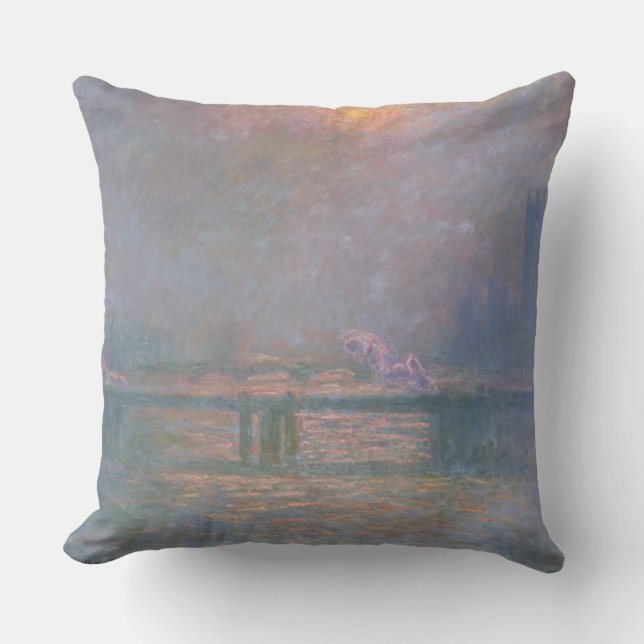 Almofada Claude Monet | a Tamisa com cruz de Charing (Frente)