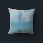 Almofada Claude Monet. Casas do Parlamento em Londres. Azul<br><div class="desc">Claude Monet,  travesseiro decorativo "Casas do Parlamento,  Londres".</div>