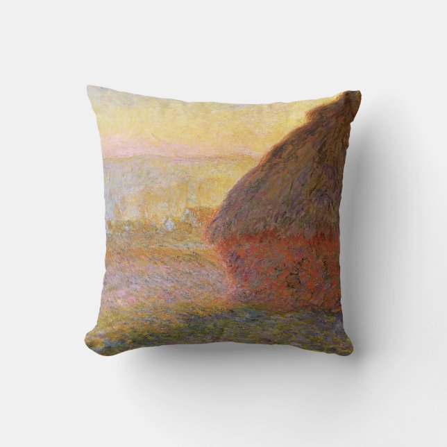 Almofada Claude Monet Impressionista Pintando Graystaks I (Frente)