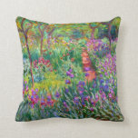 Almofada Claude Monet: Jardim Íris em Giverny<br><div class="desc">Um travesseiro clássico colorido,  com o jardim da íris em Giverny,  pintado pelo pintor impressionista francês Claude Monet.</div>