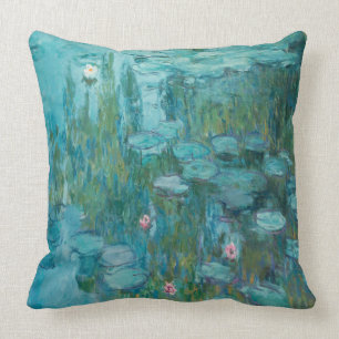 Almofada Claude Monet, Lírios Água, 1915, Azul Aqua