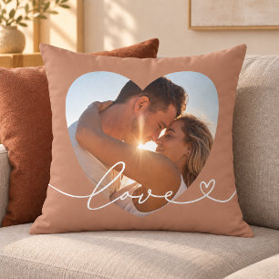 Almofada Clay Love Script Coração Foto Casal