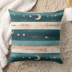Almofada Clay & Teal Tribal Estrelas e Faixa da Lua