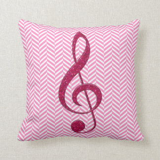 Almofada Clef de triplo do brilho do rosa quente em Chevron