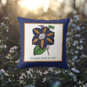 Almofada Clematis Star of India Botanical Illustration