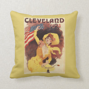 Almofada Cleveland Bicycles a menina americana no amarelo