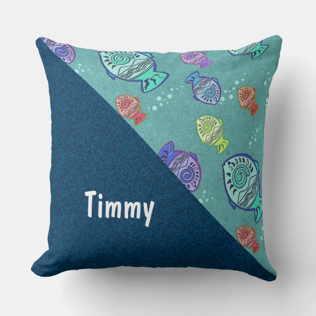 Almofada Clip-Art Fish Pattern + suas ideias (Frente)