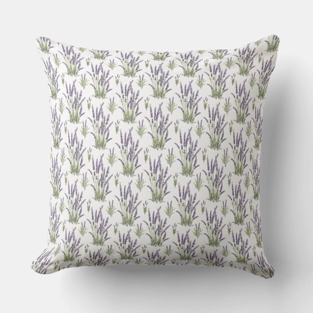 Almofada ClipArt de Cores de Água de lavanda, Padrão Flora (Frente)