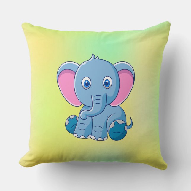 Almofada Clipart de desenho animado de elefante bebê-64832 (Frente)