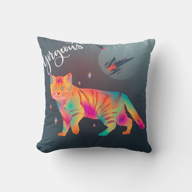 Almofada Clipart de gato colorido (Frente)