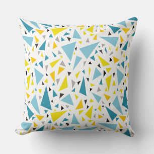 Almofada Clique no design favorito Triângulo amarelo e azul