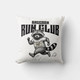 Almofada "Clube de corrida de Maratona Raccoon Run Retro Tr