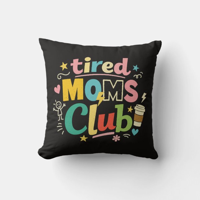 Almofada Clube de Mães Cansadas Café Humor de Mãe (Frente)