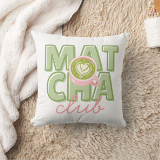 Almofada Clube de Matcha Verde e Rosa Estética Impressão na