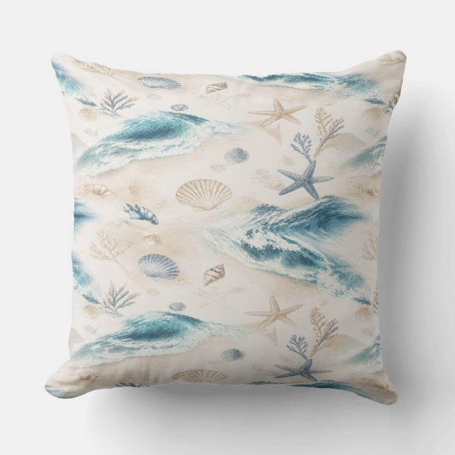 Almofada Coastal Beach Seashells Pillow (Frente)