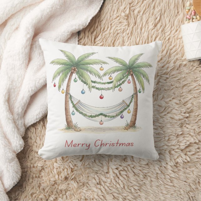 Almofada Coastal Christmas Palm Trees With Hammock (Cobertor)