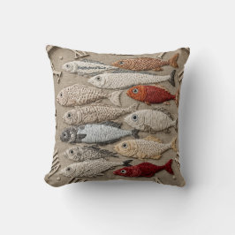 Almofada Coastal Fish Nautical Beach House Rustic Fishing