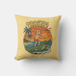 Almofada Coastal Lifestyle Alligator Surfing | Retro Beach
