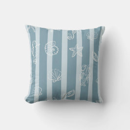 Almofada Coastal Nautical Pattern | Blue Sea Shell & Seahor