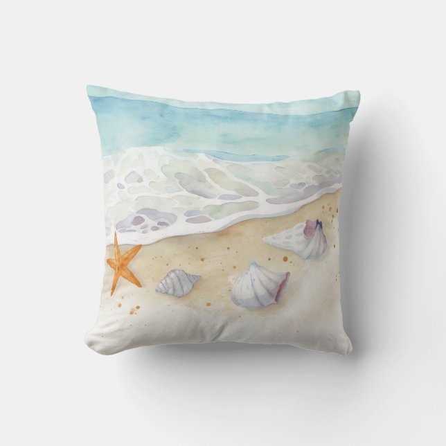 Almofada Coastal Serenity Waves Throw Pillow (Frente)