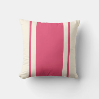 Almofada Coastal Stripe Throw Pillow – Raspberry & Cream