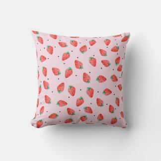 Almofada Cobertor de Morango Fofo Com Pontos Pretos, rosa