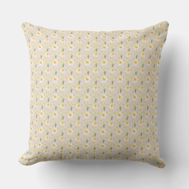 Almofada Cobertor de padrão botânico de narciso amarelo ale (Frente)