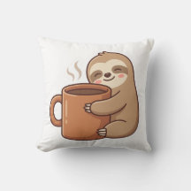 Cobertor de Travesseiro de Café Sloth Aconchegante