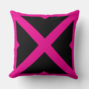 Almofada Cobertor Geométrico X Preto e Rosa Vibrante